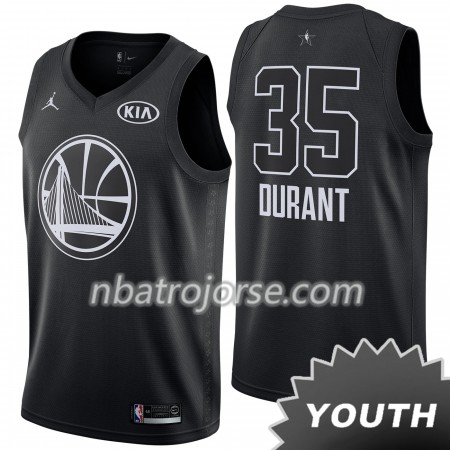 Barn Golden State Warriors Tröja Kevin Durant 35 2018 All Star Jordan Brand Svart Swingman